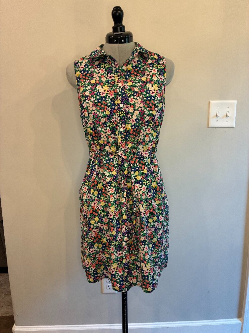 Tommy Hilfiger Floral Button‑Front Dress Dark Multi Size M 0418